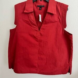 Banana Republic Red Sleeveless Boxy Button Down Shirt